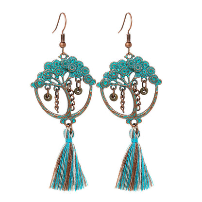 Vintage Metal Tassel Earrings Creative Bohemian Jewelry