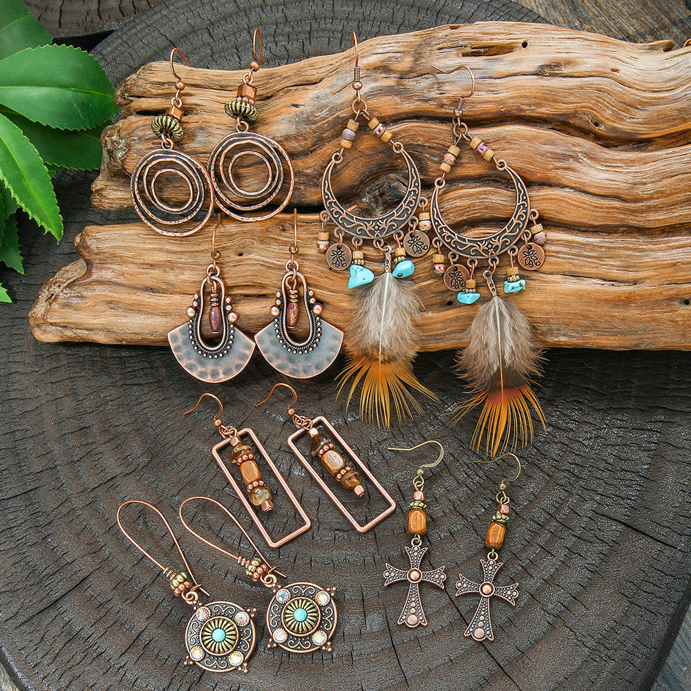 Bohemian Style Handmade Tassel Earrings with Heart-Shaped Design