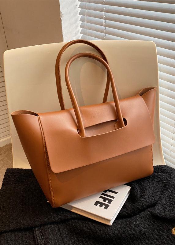Spacious Pu Tote Bag With Minimalist Flap Design