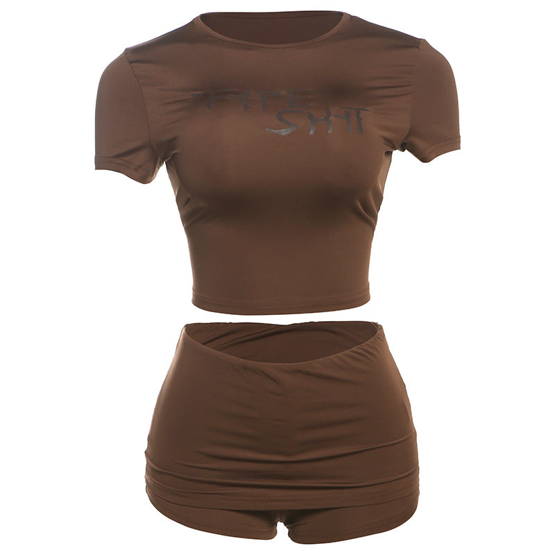 Trendy Sexy Cropped Top And Bodycon Shorts Outfit