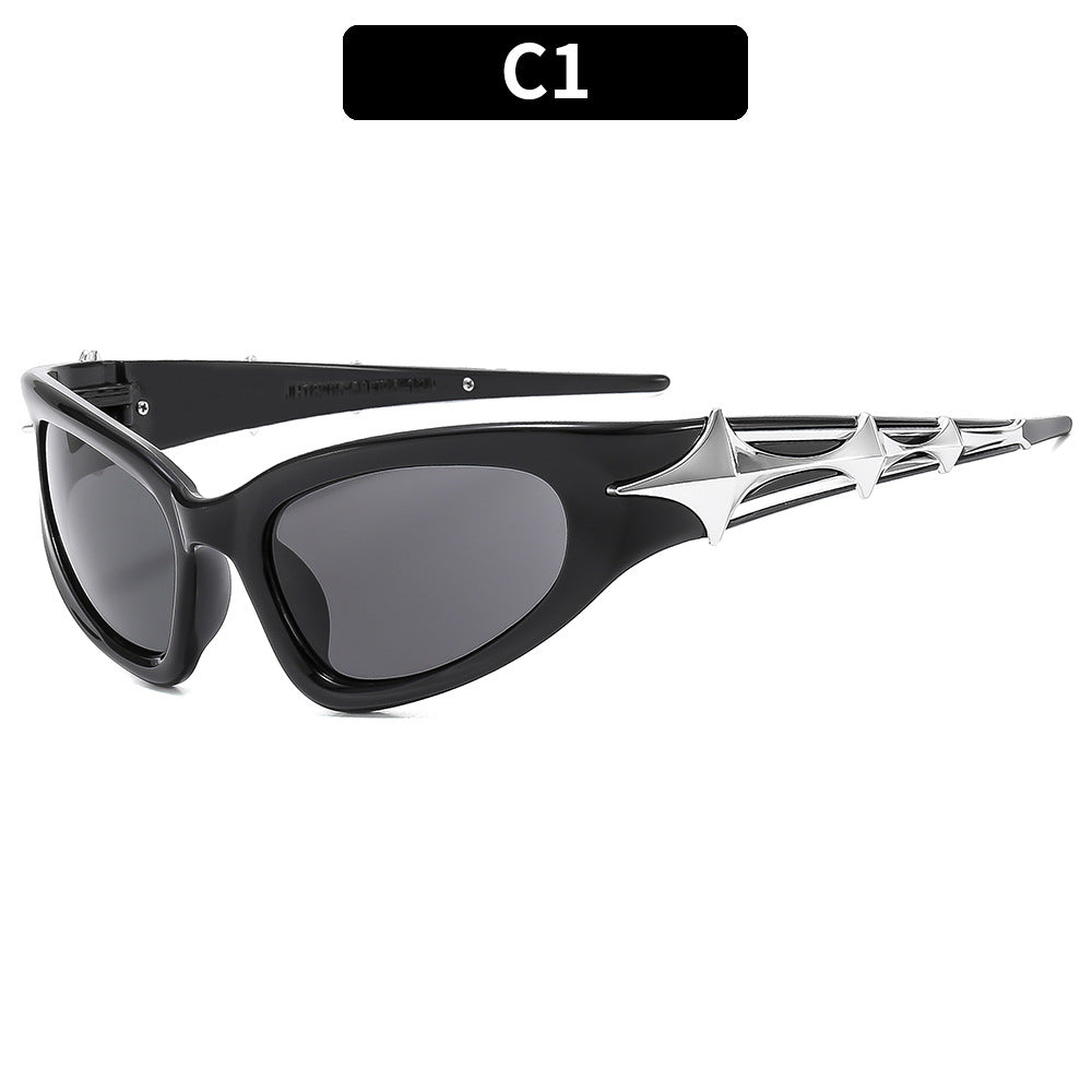 Trendy Outdoor UV Protection Sunglasses Stylish Futuristic Rectangular Shades