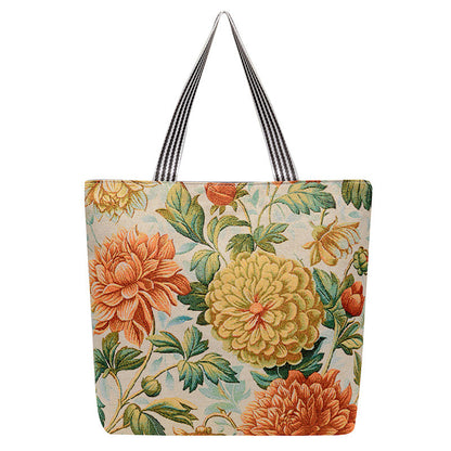 Cartoon Embroidered Canvas Tote Bag Stylish Soft Carryall