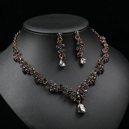 Vintage Gemstone Necklace and Earrings Set for Women