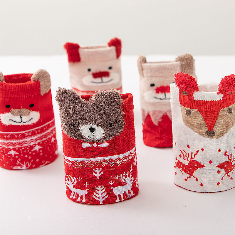 Christmas Reindeer Cartoon Funny Crew Socks
