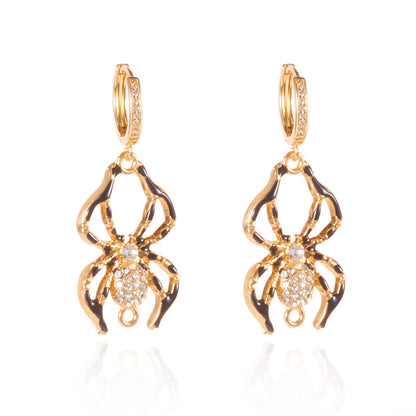 Halloween Enamel Pumpkin Rhinestone Hoop Earrings