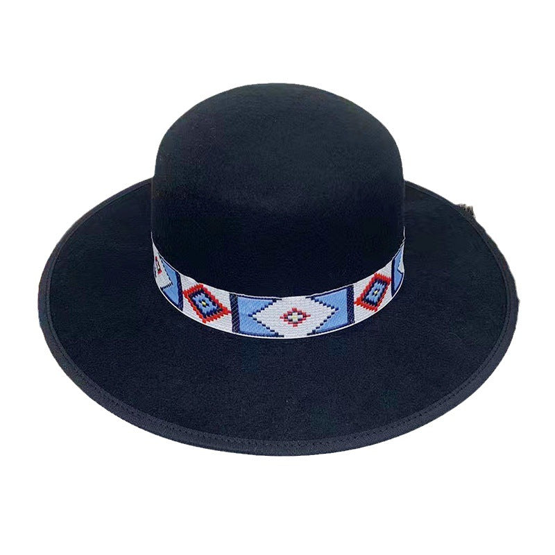 Wool Felt Wide Brim Fedora Hat for Fall/Winter