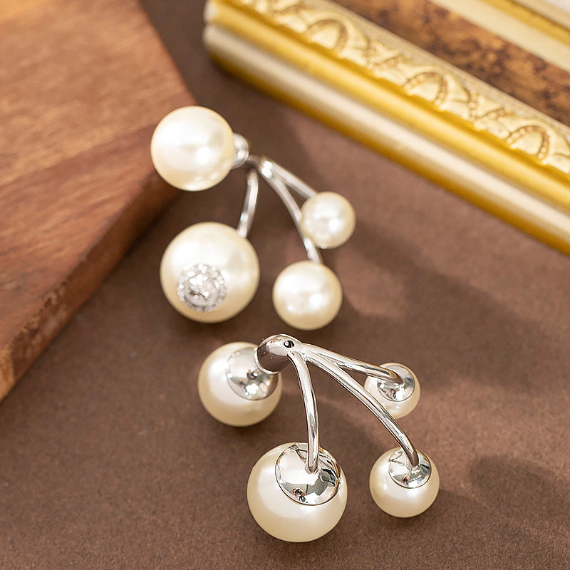 Vintage Floral Pearl Stud Earrings With 925 Silver Posts