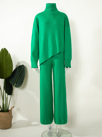 High Collar Irregular Knit Sets
