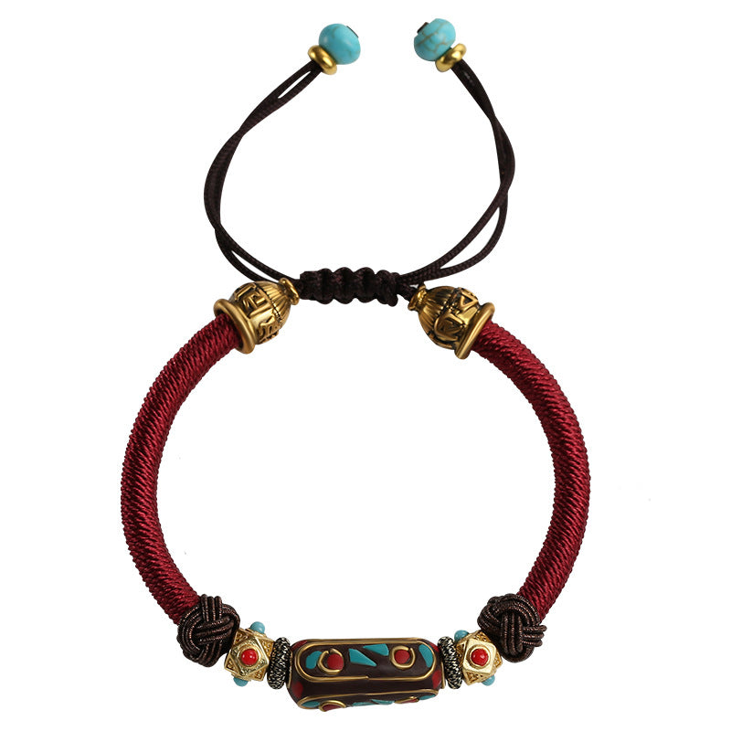 Dragon Knot Hand Woven Bracelet Bohemian Women'S Vintage Brass Ethnic Hand Rope Bracelet
