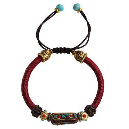 Dragon Knot Hand Woven Bracelet Bohemian Women'S Vintage Brass Ethnic Hand Rope Bracelet
