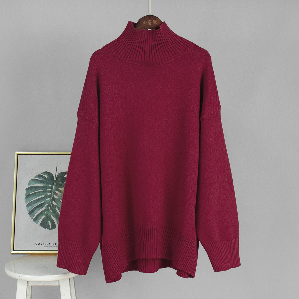Casual High Neck Solid Color Pullover Sweater
