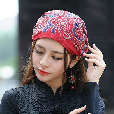 New National Style Women'S Clothing Retro Embroidered Hat