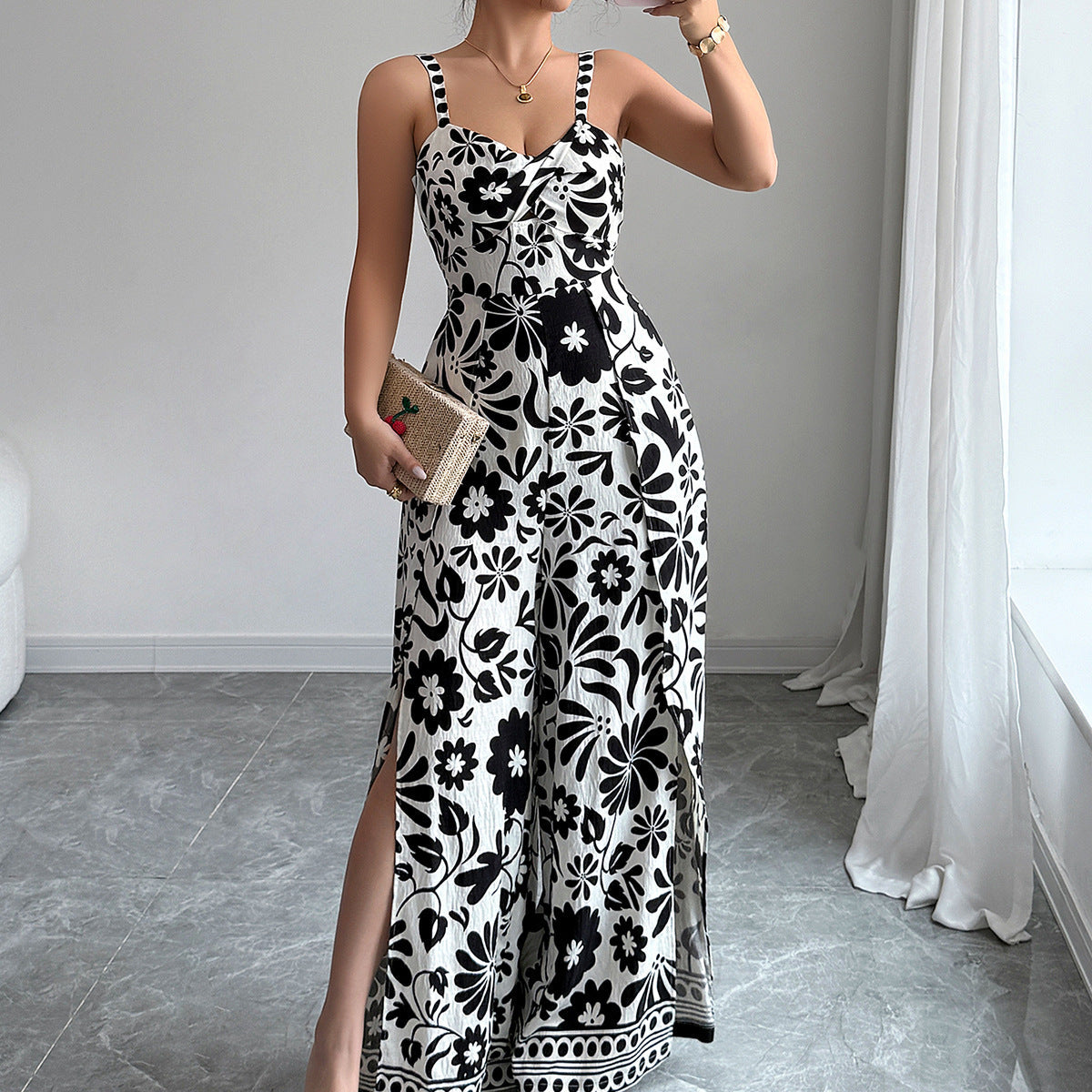 Elegant Twist Pattern Wide-Leg Jumpsuit for Women
