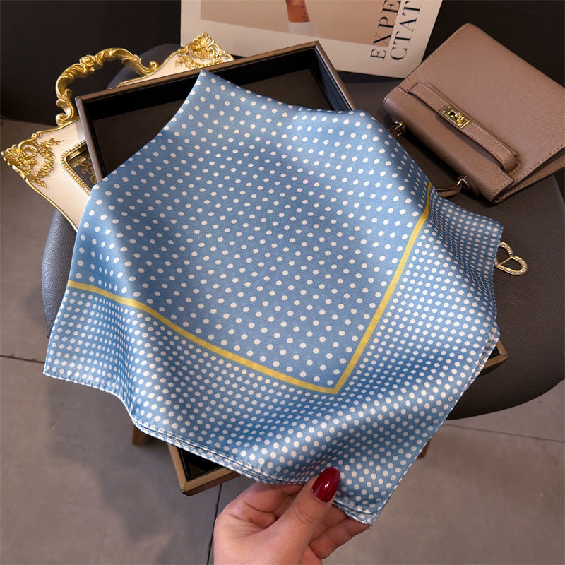 Simple Polka Dot Square Silk Scarf