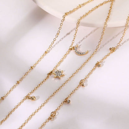 Layered Rhinestone Simple Pendant Anklets
