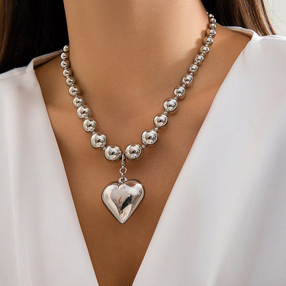 Multi-Layer Heart-Shaped Pearl Necklace Trendy Cyberpunk Style