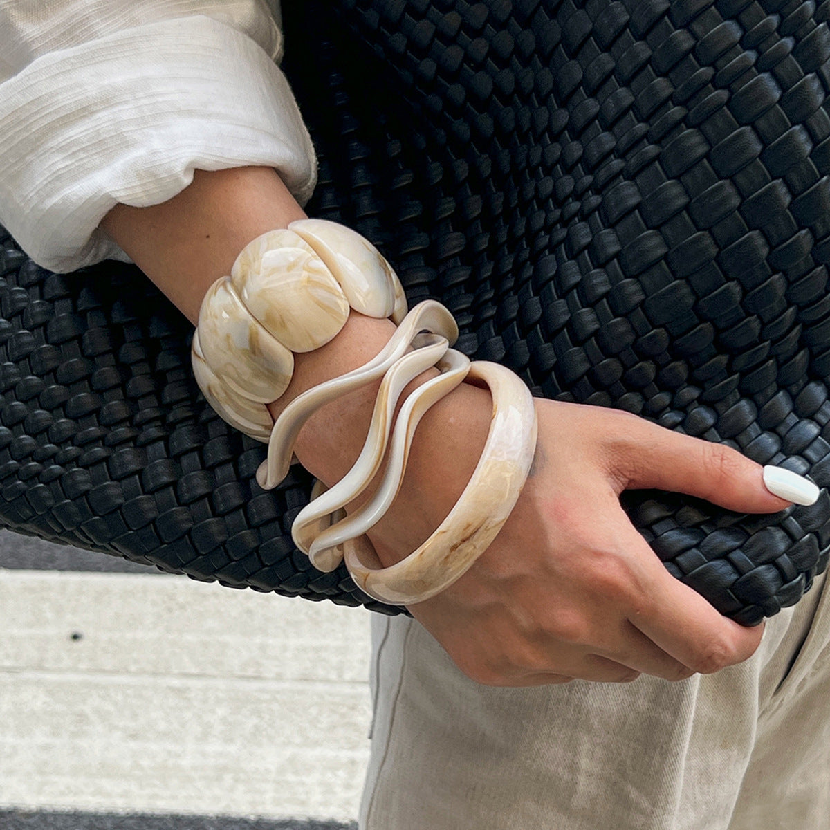 Irregular Ombre Resin Bangles Trendy Casual Bracelet