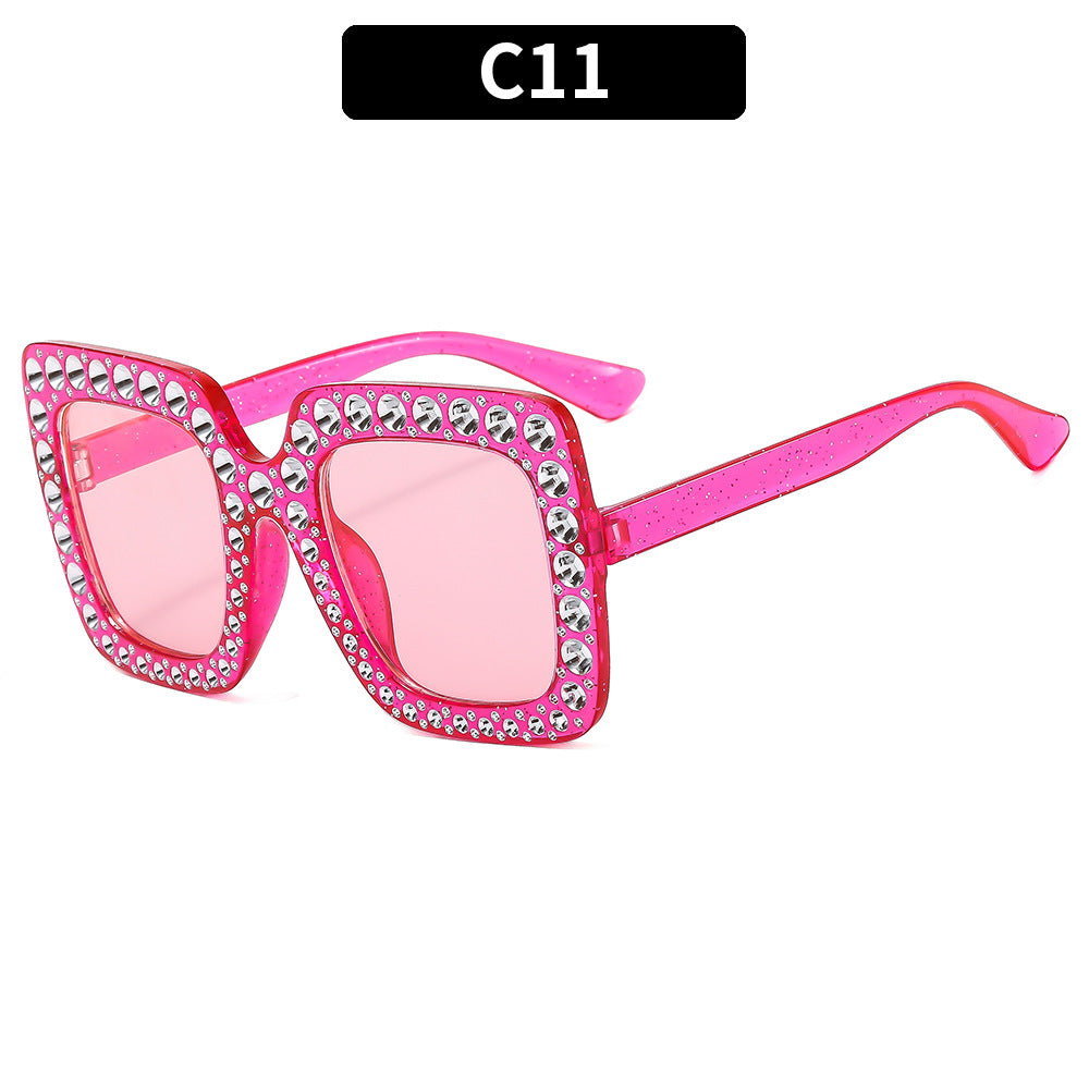 Colorful Bling Square Sunglasses Retro UV400 Protection