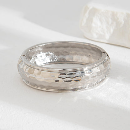 Geometric Minimalist Hammered Alloy Bracelets Set