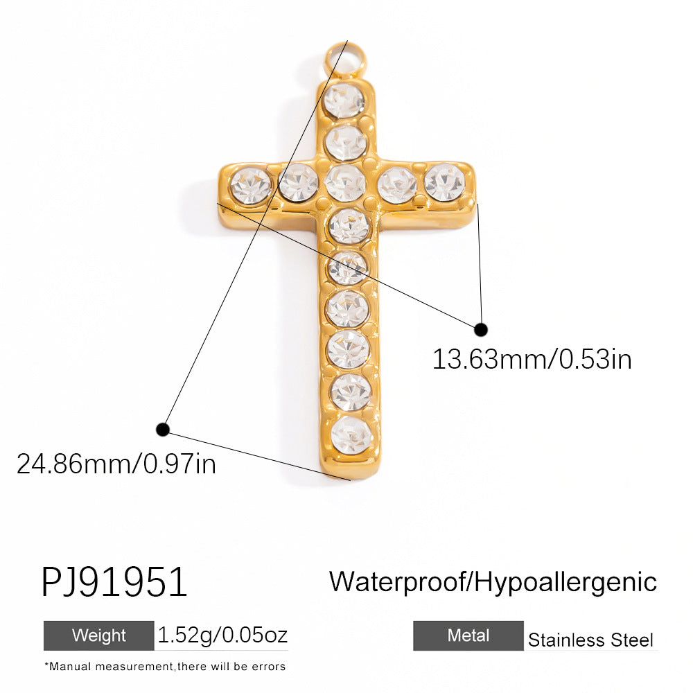 Cross Pendant Accessories DIY Jewelry Stainless Steel 18K Gold Bracelet Necklace