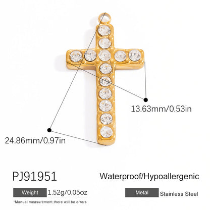 Cross Pendant Accessories DIY Jewelry Stainless Steel 18K Gold Bracelet Necklace