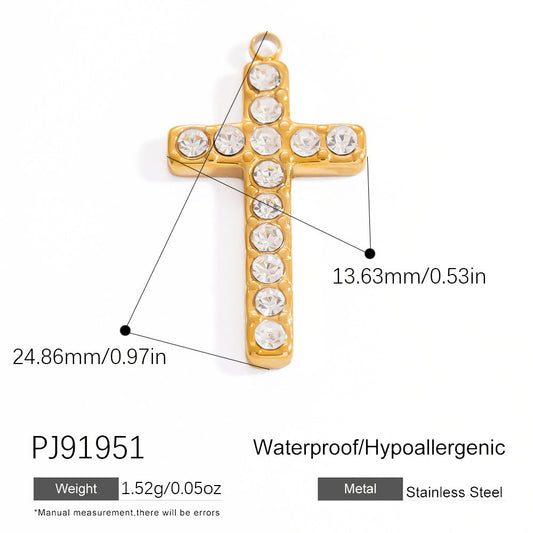 Cross Pendant Accessories DIY Jewelry Stainless Steel 18K Gold Bracelet Necklace