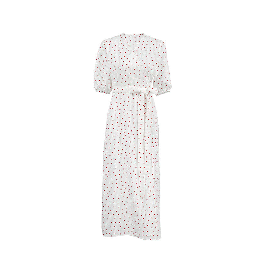 Bubble Sleeve Waist Tie Homewear Dress