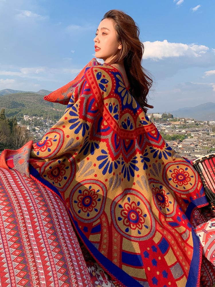 Tibetan Ethnic Shawl Grassland Thickened Cloak Scarf