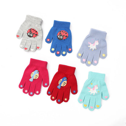 Cute Animal Kids' Fingerless Gloves Warm Non-Slip