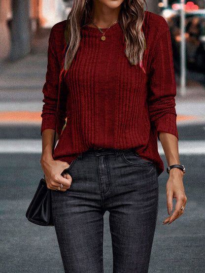Autumn Casual Solid Color Warm Long Sleeve T-Shirt