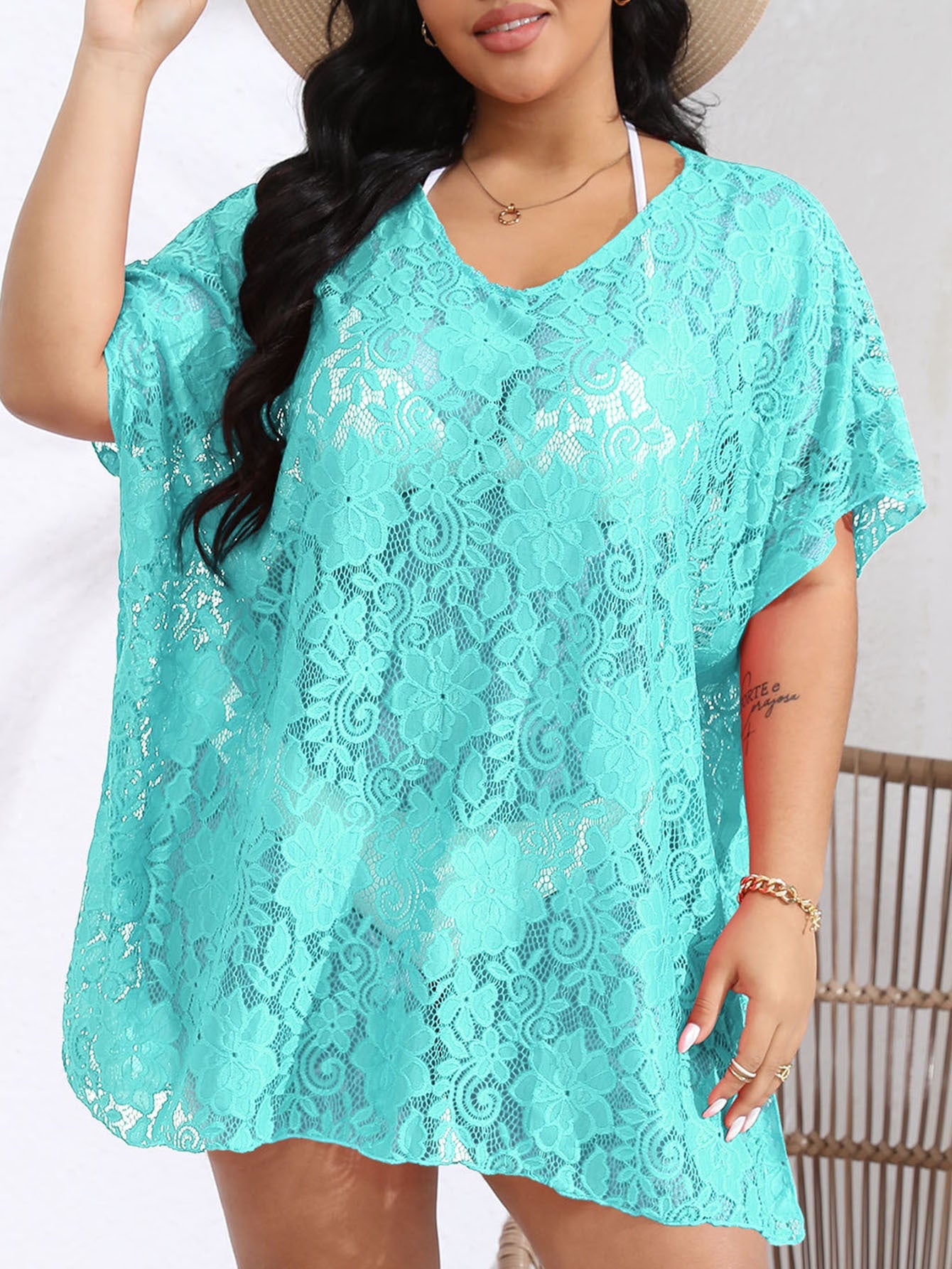 Sexy Lace V-Neck Hollow Out Beach Maxi Dress