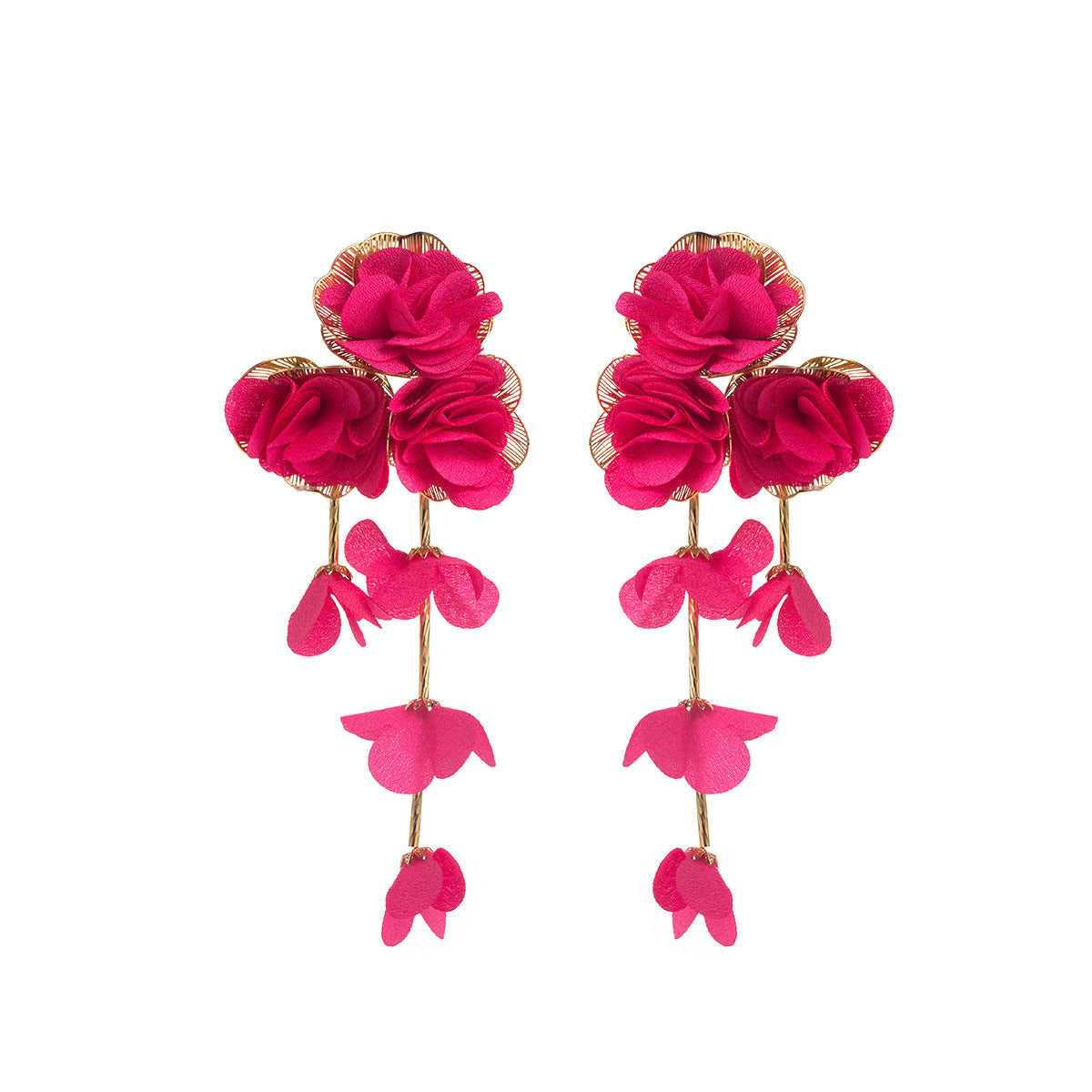 Chic Floral Chiffon Earrings Lightweight Vacation Style