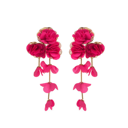 Chic Floral Chiffon Earrings Lightweight Vacation Style