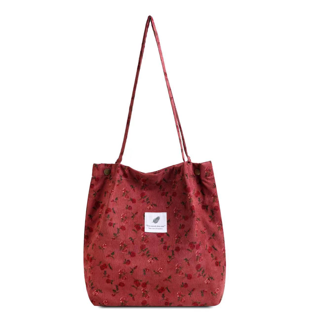 Printed Corduroy Canvas Tote Bag