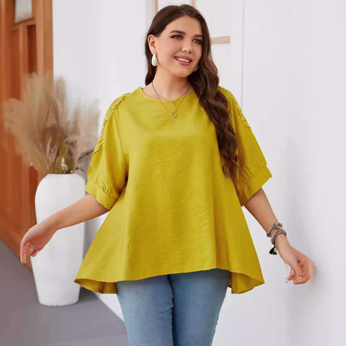 Plus Size Women's Loose Fit Solid Color T-Shirt