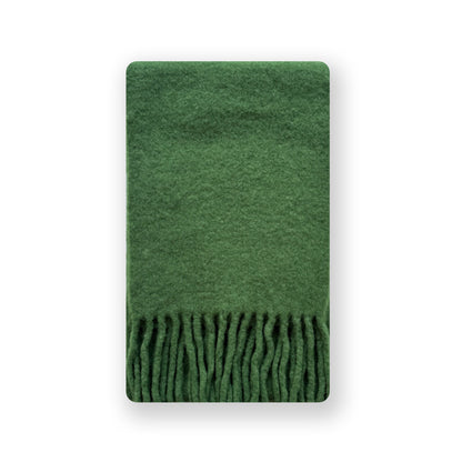 Vintage-Inspired Green Wool Scarf Cozy Soft Chunky Knit