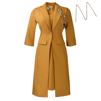 Elegant Solid Color Blazer Dress Set For Women