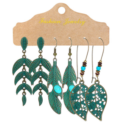 Vintage Floral Dangle Earrings Set Bohemian Style