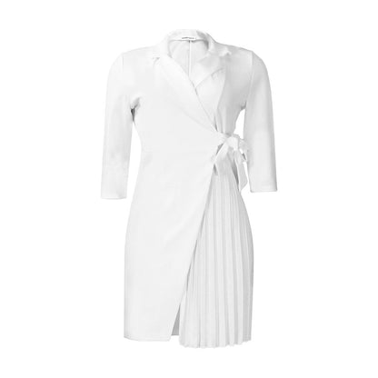 Trendy A-Line Dress With Suit Collar And Belt
