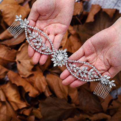 Double-Head Alloy Hair Comb With Rhinestones For Weddings