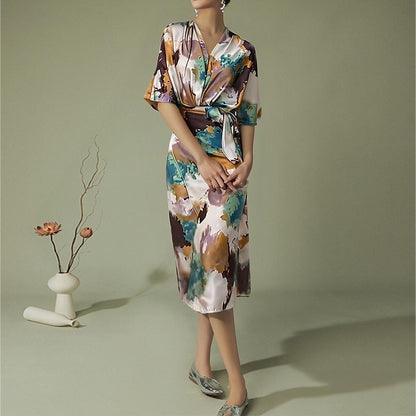 Elegant Floral Print High-Waisted Dress