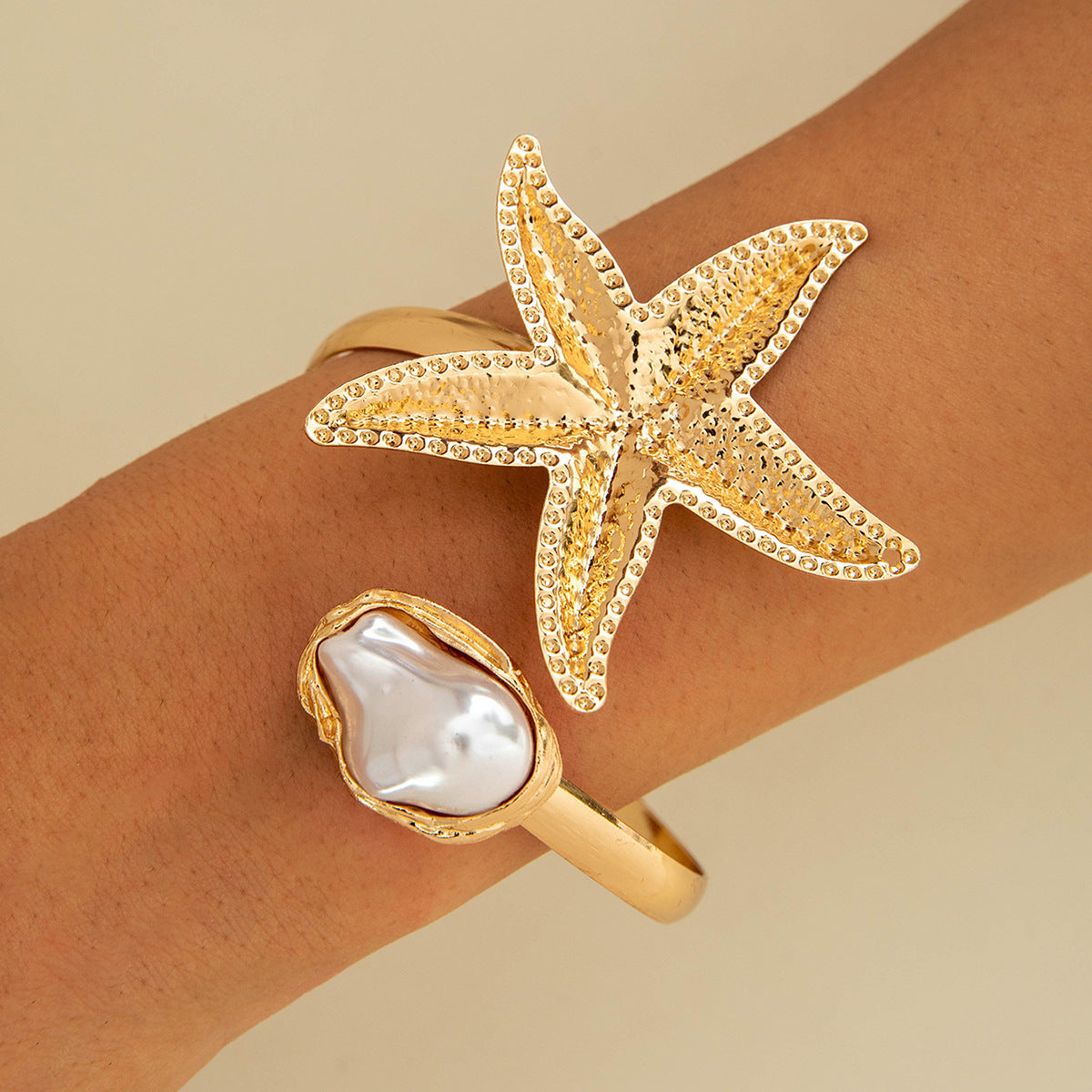 Floral Open Arm Cuff Bracelet Geometric Punk Style Beach Party Jewelry