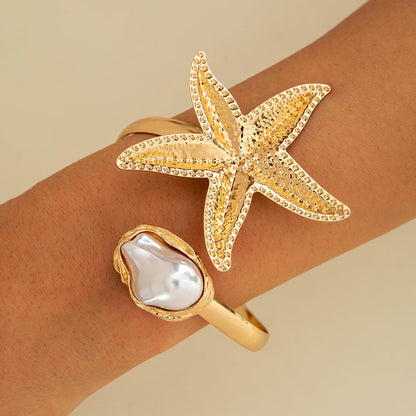 Floral Open Arm Cuff Bracelet Geometric Punk Style Beach Party Jewelry