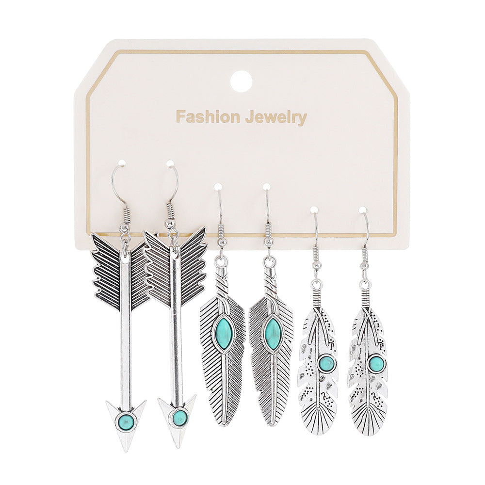 Bohemian Turquoise Tassel Earrings Vintage Alloy Jewelry