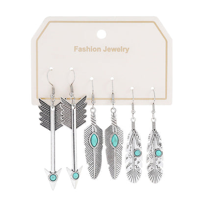 Bohemian Turquoise Tassel Earrings Vintage Alloy Jewelry
