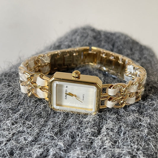 Elegant Gold Tone Stainless Steel Wrist Watch