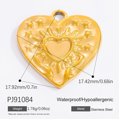 Colorful Heart Moon Pendant Charm Stainless Steel DIY Earrings
