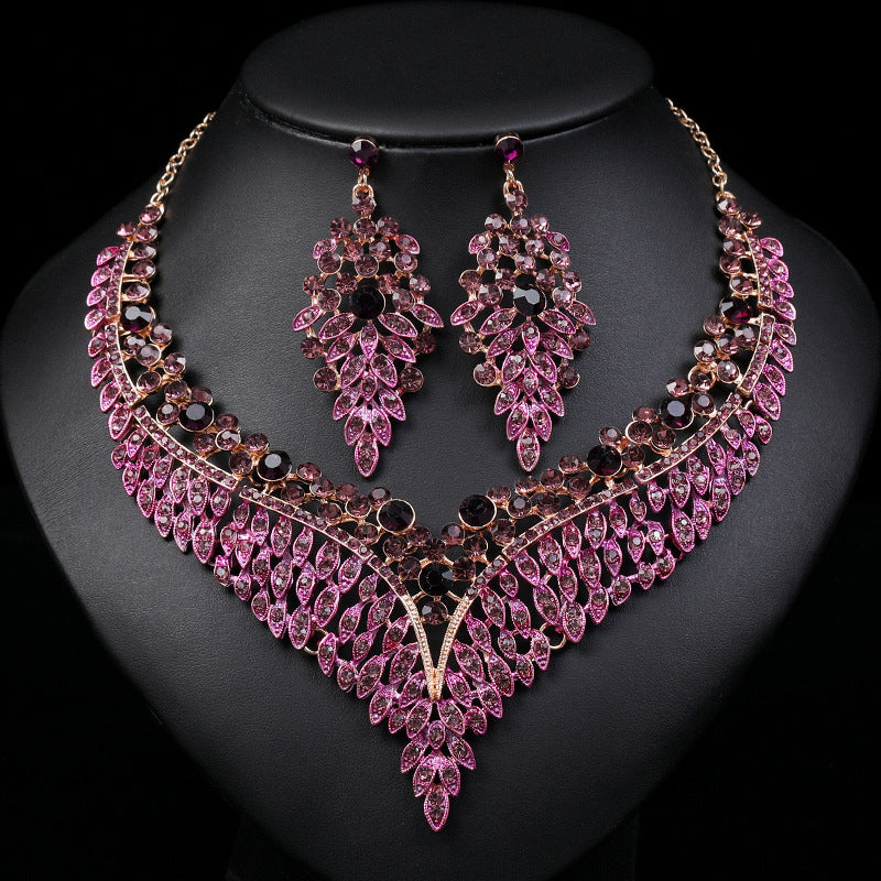 Vintage Floral Necklace and Earring Set Elegant Design for Parties