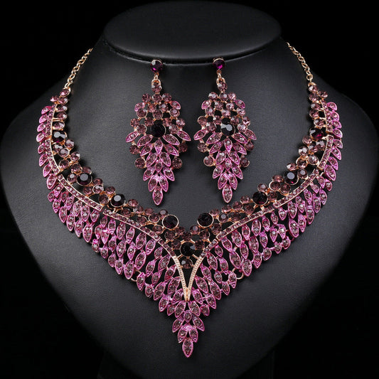 Vintage Floral Necklace and Earring Set Elegant Design for Parties