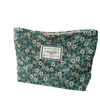 Vintage Floral Velvet Makeup Bag Portable Travel Pouch